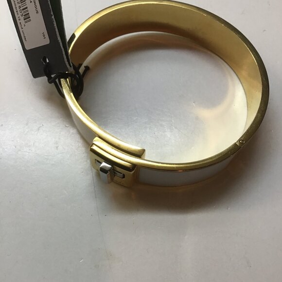 Kate Spade New White Turn Lock Hinged Bracelet - Picture 2 of 2
